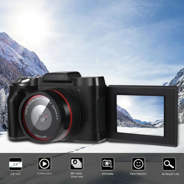 Appareils photo numériques Full HD 1080P 16MP Caméscope vidéo professionnel Vlogging Flip Selfie Point Shoot