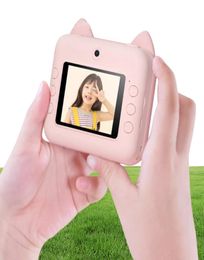 Digitale camera's HD 1080P Thermal Printing Camera Cute Cartoon Children Instant Print Kids Video Recorder Vlog Po Toy6728451