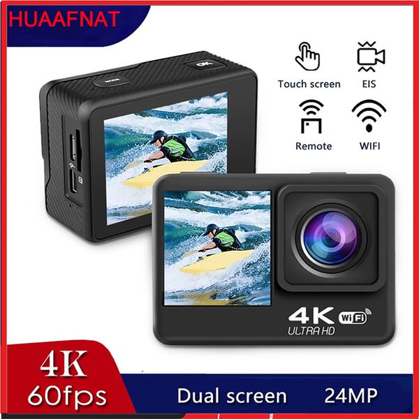 Appareils photo numériques Huafant G9 Kamera Aksi 4K 60FPS 24MP 2 0 LCD Sentuh EIS Layar Ganda WiFi Tahan Air Télécommande 4X Zoom Go Sports Pro Datang 230425