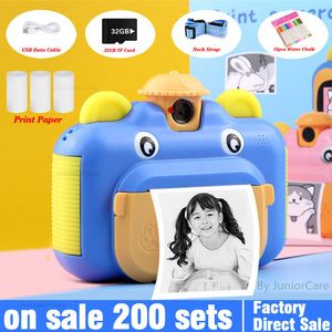 Appareils Photo Numériques Enfants Impression Instantanée Enfants 1080P HD Vidéo Po Jouet avec Carte 32 Go Impression Thermique 221117