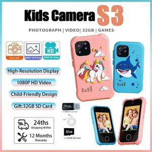 Digitale camera's Slimme telefoon voor kinderen Speelgoed Kinderen Dubbele camera Touchscreen Kerst Verjaardagscadeaus met 32G SD-kaart