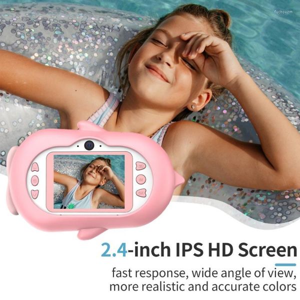 Cámaras digitales Pingüino Niños Cámara Niños Impermeable 4K Videocámara 2.4 pulgadas Pantalla Regalos de Navidad IP68