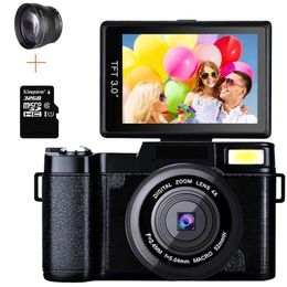 Digitale camera's Professionele 24 MP videocamera 4x zoom Draaibaar scherm Volledig 1080P Antishake SLR-camcorder Po W brede lens en 32 GB kaart 231025