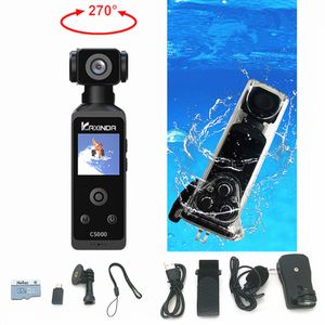 Cámaras digitales Real 4K HD 270 Cámara de acción de bolsillo giratoria Estabilizador de mano 1/3 Pantalla Lapso de tiempo Mini videocámara deportiva Estuche impermeable 230830