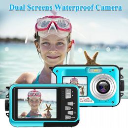 Digitale camera's Snorkelen Full HD 2.7K 48MP Videorecorder Selfie Dual Screens 10FT 16X Zoom Waterdichte camera Onderwater