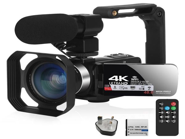 Cámaras digitales Cámara de vídeo Videocámara profesional 4K Luz de relleno Kit de vlogging para transmisión de YouTube con WiFi Zoom 16X Pografía 2383087