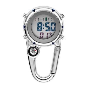 Digitale Karabijnhaak Clip Horloges Sport Haak Ziekenhuis Gift Elektronische Lichtgevende multifunctionele FOB Verpleegkundige Klok Outdoor Fashion320y