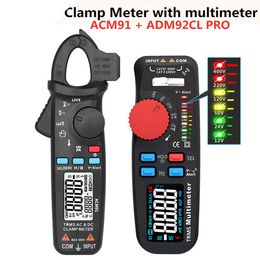 Freeshipping Digital Clamp Meter AC / DC Huidige 1ma True RMS Auto Range Live Check NCV Temp Frequency Condensitor Tester Multimeter