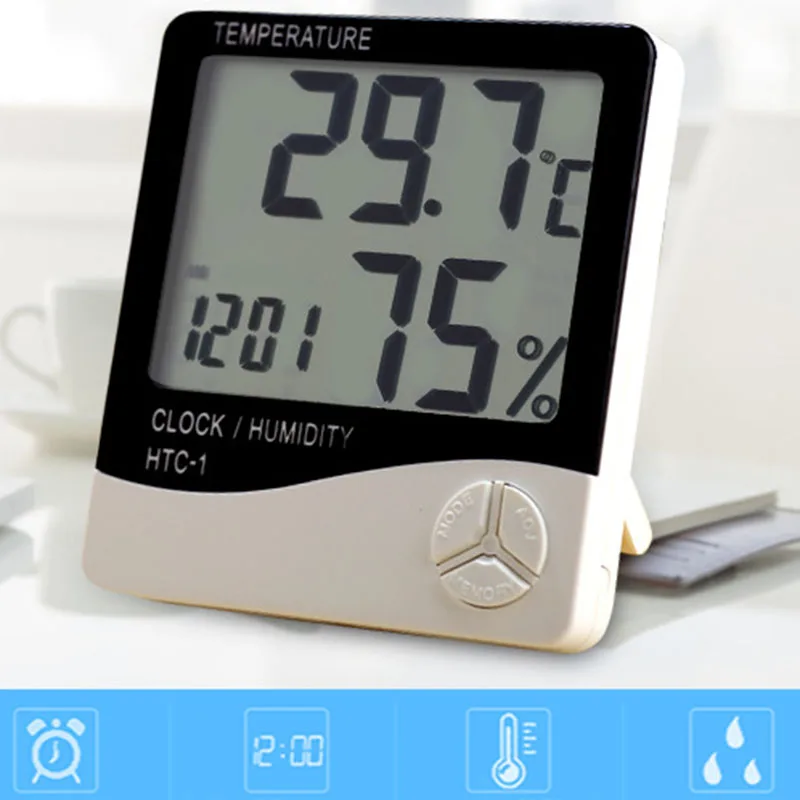 Relógio de relógio digital com relógios de parede de umidade de temperatura para decorações de mesa de escritório em casa Niditon