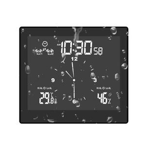 Reloj digital A prueba de agua Cuarto de baño Reloj de la pared Soporte de la pared Soporte de la pared Temporizador de alarma Temperatura Humedad Meter Alarma H1230