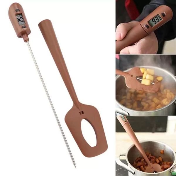 Thermomètre de cuisson numérique Double usage Silicone grattoir spatule cuissons thermomètre alimentaire outil de cuisson domestique RRE14355