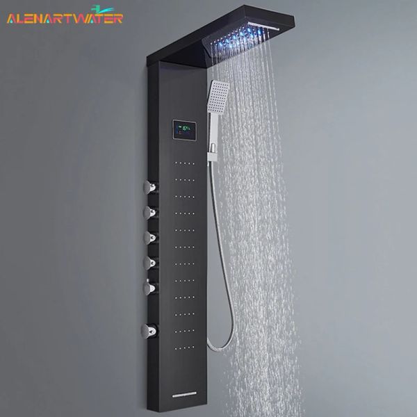 Affichage numérique Rouque de douche de douche de salle de bain Spa Spa Panneau de douche LED Black LED avec coup de poing à poil