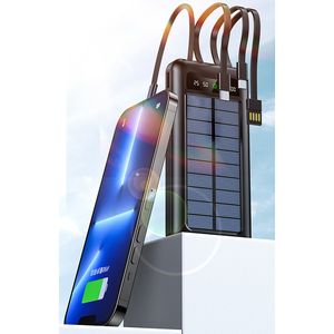 Digitaal displayscherm uitgerust met drie-in-één oplaadkabel, mobiele telefoon voor buiten, zonne-energiebank, echte capaciteit van 10.000 mAh mobiele voeding