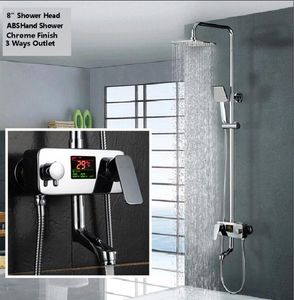 Digitaal display douchekraan Water aangedreven digitale display doucheset wand gemonteerd 8 inch regendouche hoofdtub mixer kraan7276806