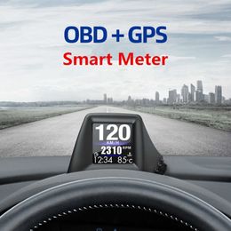 Digitale GPS-snelheidsmeter Odometerteller Overspeed Alarm Auto Snelheid Projector Hotsale OBD GPS Dual System HUD Display Auto Head-up Display