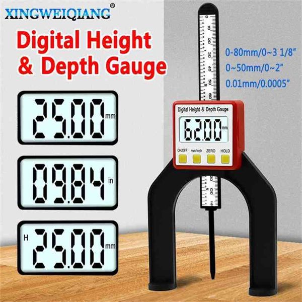 Jauge de hauteur numérique Scie à table 80 mm de profondeur avec trois unités de mesure Vis de verrouillage pour le travail du bois 210922