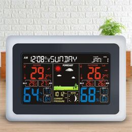 Digitale hygrometer Weerstation Temperatuur-vochtigheidstester Klok Alarmmuur Binnen Buiten Sensorsonde LCD Bureau Tafel Clo C295t