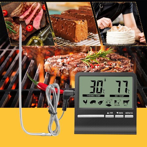 Termómetro de alimentos de cocina digital sondeo de la sonda de la alarma de cocción para cocina BBQ Milk Oil Win hort.