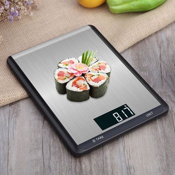 Balance de cuisine numérique 5kg10kg alimentaire multifonction Balance en acier inoxydable affichage LCD mesure accessoires de cuisine pas de batterie 240325