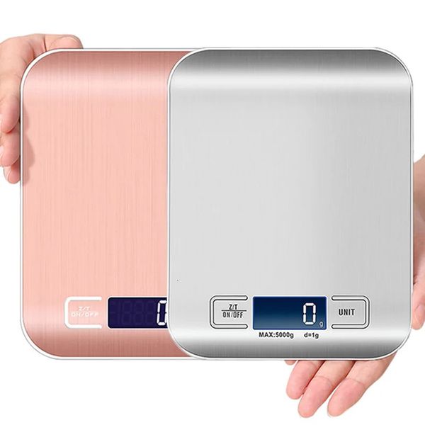 Balances de cuisine numériques 5kg 10kg1g en acier inoxydable LCD régime alimentaire électronique Balance postale outils de mesure poids Balance 240228