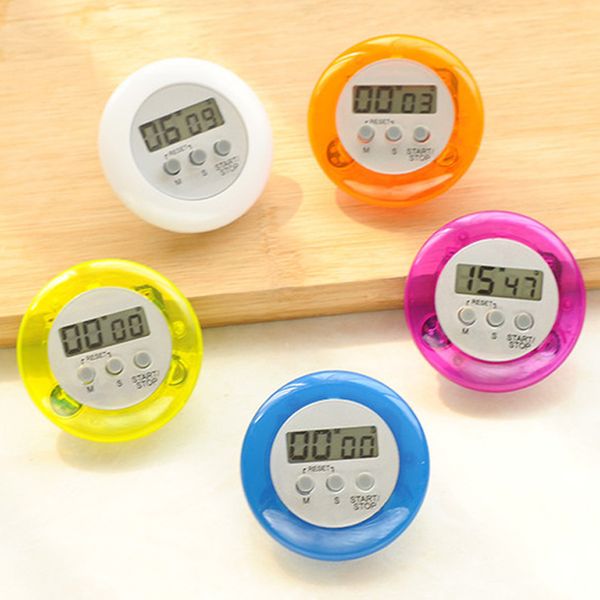 Temporizador de cocina digital Novedad Cocina Temporizador Temporizador de cocina Ayuda Redondo Mini Digital LCD Cocina Contar con Clip Temporizador Herramienta de alarma DBC DH2569