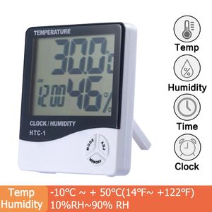 Numérique LCD Température Hygromètre Instruments Horloge Humidimètre Thermomètre avec Horloge Calendrier Alarme HTC-1 100pcs