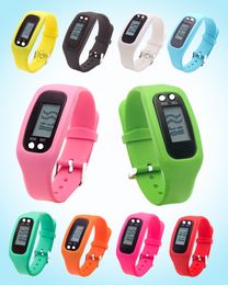 Digitale LED -stappenteller Smart Multi Watch Silicone Run Stap Loopafstand Calorie Counter Watch Elektronische armband kleurrijke stappenters
