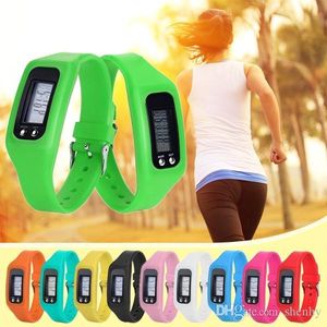 Podomètre numérique à LED Bracelets intelligents Multi montre silicone Run Step Distance de marche Compteur de calories Montres Bracelet électronique Podomètres colorés