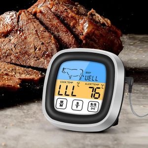 Digitale vlees thermometer LCD -display snel nauwkeurig kookthermometer touchscreen met timer voor ovengrill BBQ