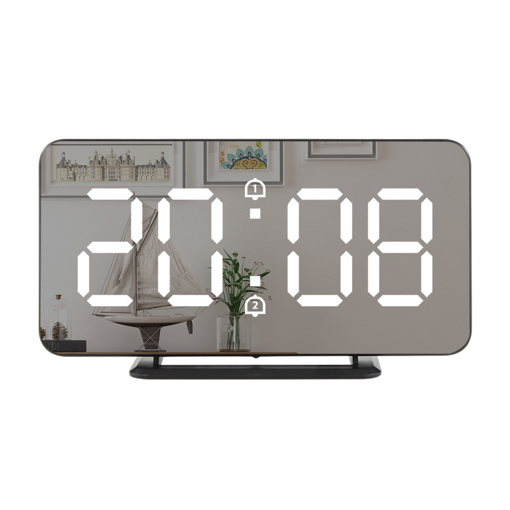 Miroir numérique Réveil LED Table murale Électronique Température Horloges Montre multifonction Décoration de la maison Horloge Y200109
