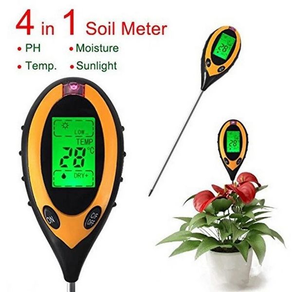 Humidimètre numérique PH lumière du soleil testeur de lumière mètre sol eau hygromètre outil de jardin 4 en 1 pour l'agriculture thermomètre