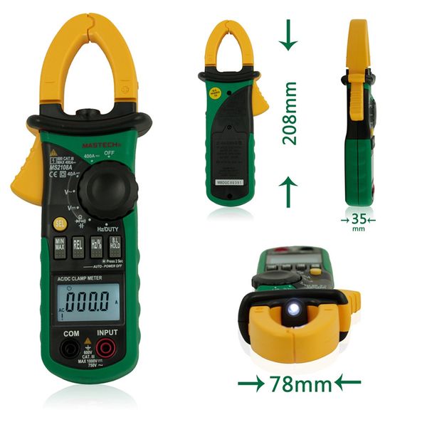 Freeshipping Multímetro digital Amper Clamp Meter Pinza de corriente Pinzas AC/DC Voltaje de corriente Probador de resistencia del condensador