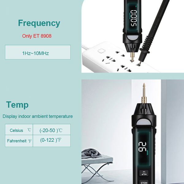 Multímetro Digital prueba eléctrica Voltaje de corriente Resistencia Resistencia de diodo Prueba de continuidad verdadera RMS Tester de medición automática