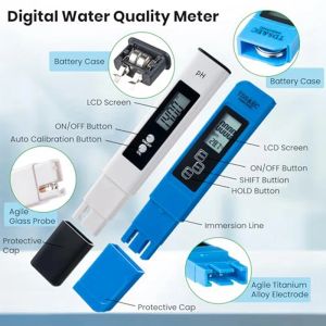 COMBO DIGITAL DE PH et TDS METTER, TDS EC TEMPERTERY METTER, PPM TEST DE TEST DE QUALITÉ DE L'EAU POUR L'EAU DOING, PISONE DURABILE