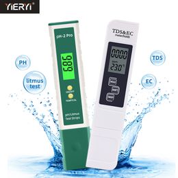 Digital Ph eter Meter Metter Pen Tester Purity Tester Affichage LCD Test Little -2.00-16.00 pour l'outil de mesure du moniteur de piscine aquarium