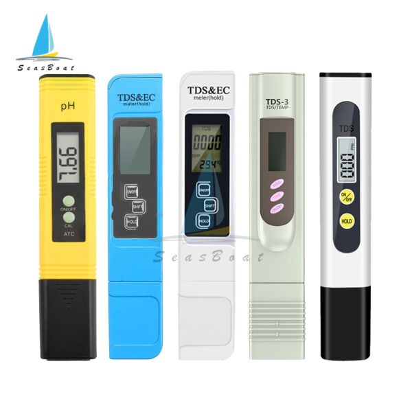 PH EC EC TDS TDS TEMPERT METER TESTER TEMPERTY PUR PURITY PPM PPM Filtre hydroponique pour aquarium Pool Water Monitor