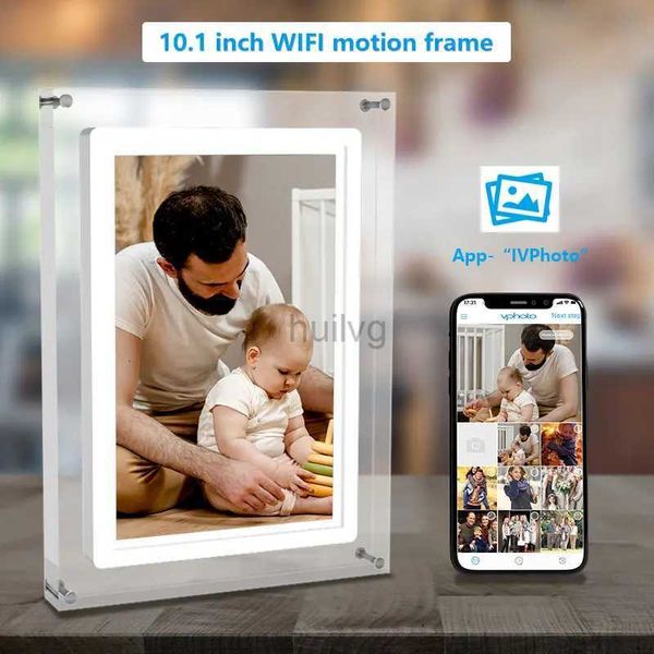 Cadres photo numériques Cadre Photo numérique WIFI acrylique 32G avec réglage de l'heure de l'horloge contrôle d'envoi de téléphone avec écran de batterie 24329