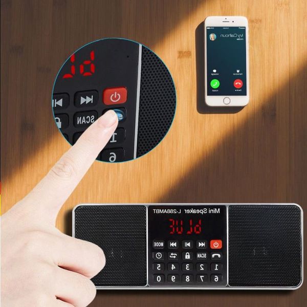 Livraison gratuite Radio numérique portable AM FM Haut-parleur Bluetooth Stéréo Lecteur MP3 Carte TF / SD Lecteur USB Appel mains libres Haut-parleurs d'affichage LED Upgbs