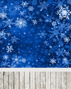 Imprimé numérique 3 D bleu ciel flocons de neige toile de fond vinyle tissu vacances d'hiver enfants enfants noël photographie décors planches de bois plancher