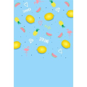 Numérique imprimé citron pastèque ananas flamant rose toile de fond bleu bébé douche accessoires enfants fille printemps été Photo arrière-plans