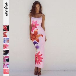 Digitale gedrukte zomer dameskleding met een high-end gevoel, verstelbare gesp en gesplitste veerstok, Franse jurk voor vakantie F51428