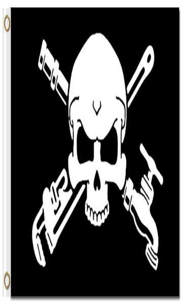 Impression numérique 3x5ft Skull Plumber Pipe Tree Flags Placs personnalisés avec deux œillets 100D Polyester Flying Custom Flags4460057