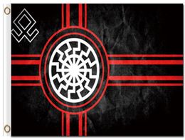 Impression numérique Placée de soleil noir 3x5ft Black 90x150cm Polyester Kolovrat Symbole slave roue de soleil Svarog Solstice Runes Banner4927449