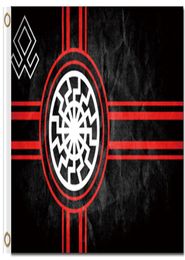 Impression numérique Flag de soleil noir 3x5ft Black 90x150cm Polyester Kolovrat Symbole slave roue de soleil Svarog Solstice Runes Banner9563232