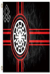 Impression numérique Flag de soleil noir 3x5ft Black 90x150cm Polyester Kolovrat Symbole slave roue de soleil Svarog Solstice Runes Banner5223879