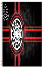 Impression numérique personnalisée 3x5 pieds drapeau du soleil noir 90x150cm Polyester Kolovrat symbole slave roue du soleil Svarog Solstice Runes bannière 9512254