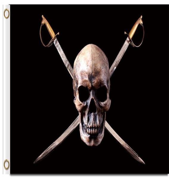 Impression numérique Pirate Skull and Swords Flag 3x5ft Polyester Banner Flying 150x90cm Flag personnalisé avec deux laiton7315191