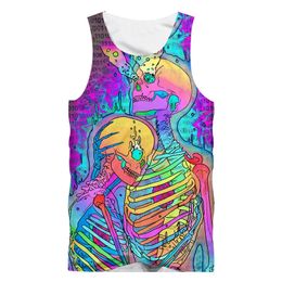 Impresión digital Sublimación 3D Impresión completa Chaleco Patrón de hoja Ojo Tank Top Hombres Hip Hop Street Ropa Dropship Ropa 220623