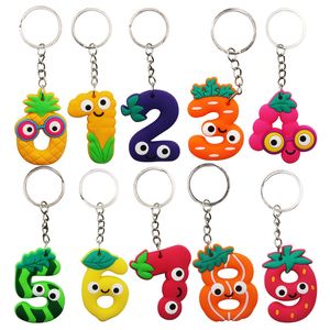Digitale PVC Keychains Cartoon Groente Fruit Keychain Children's Pendant Keyring Gift Key Chain