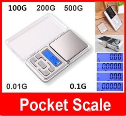 Mini elektronische digitale schaal sieraden weegschalen balans Pocket munt korrel kruid gram lcd display met retailbox achtergrondverlichting 500 g/0,1 g 100 g/0,01 200 g/0,01